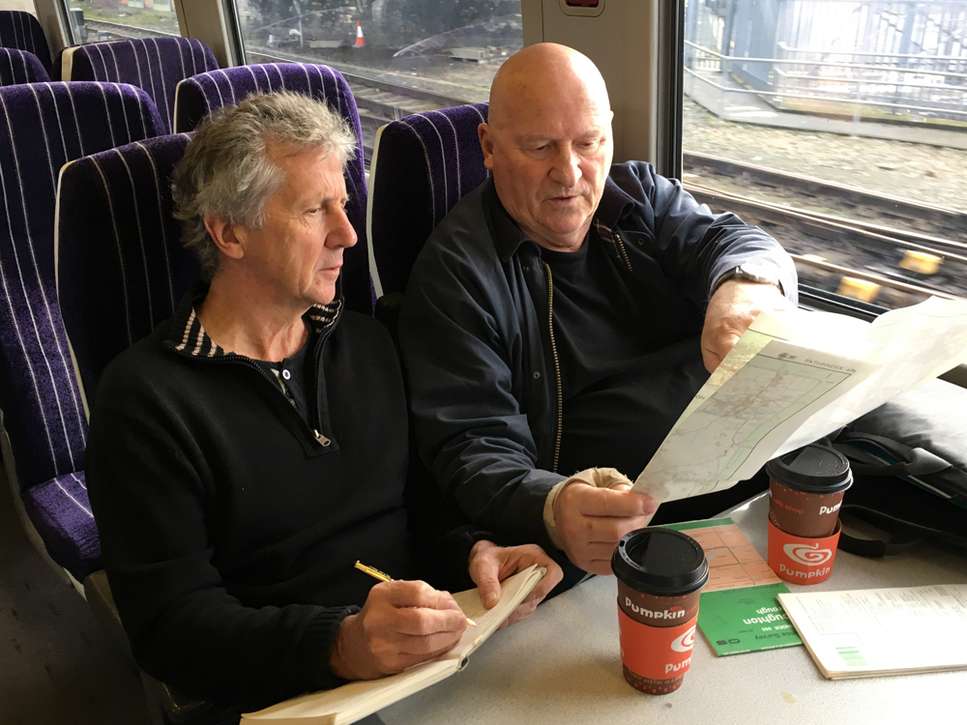 Blake Morrison and Gavin Bryars on the Northern train from Hull to Goole